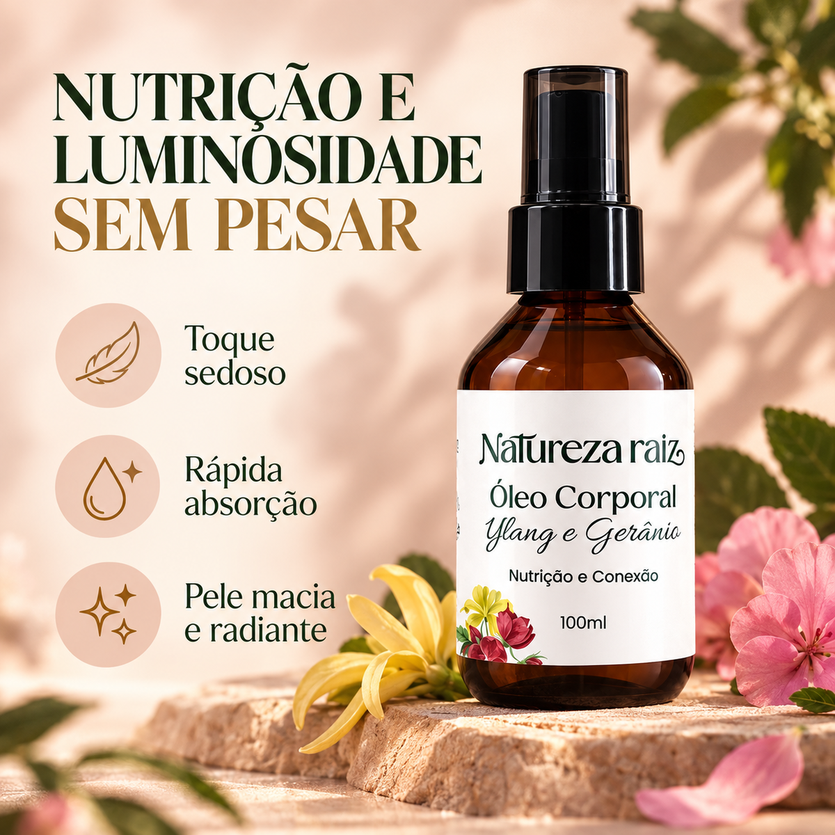 Óleo Corporal Ylang e Gerânio Conexão e Presença 100ml
