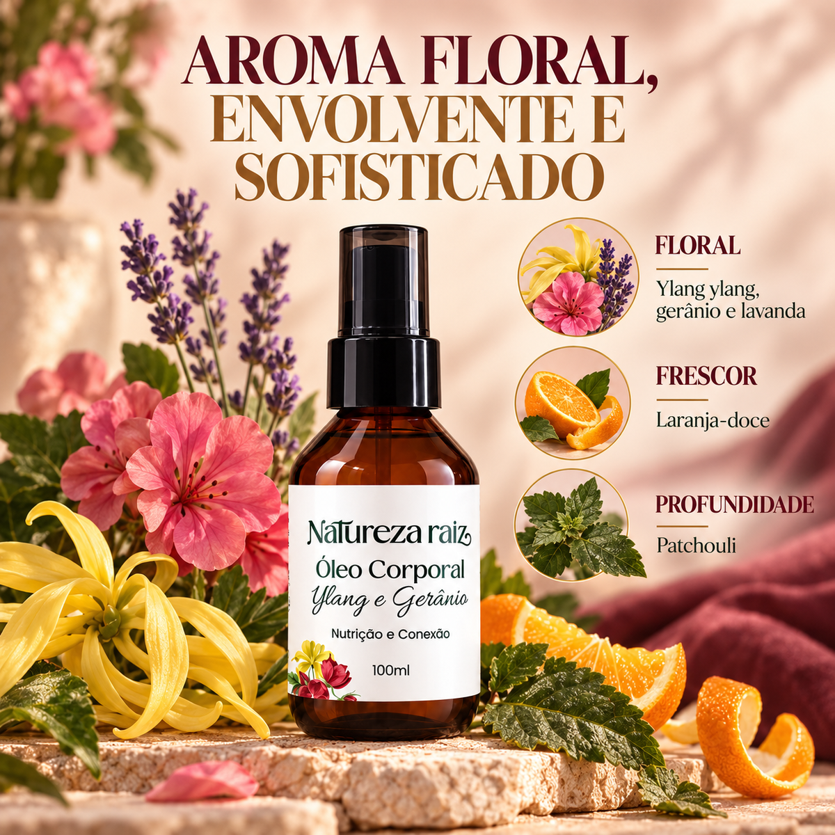 Óleo Corporal Ylang e Gerânio Conexão e Presença 100ml