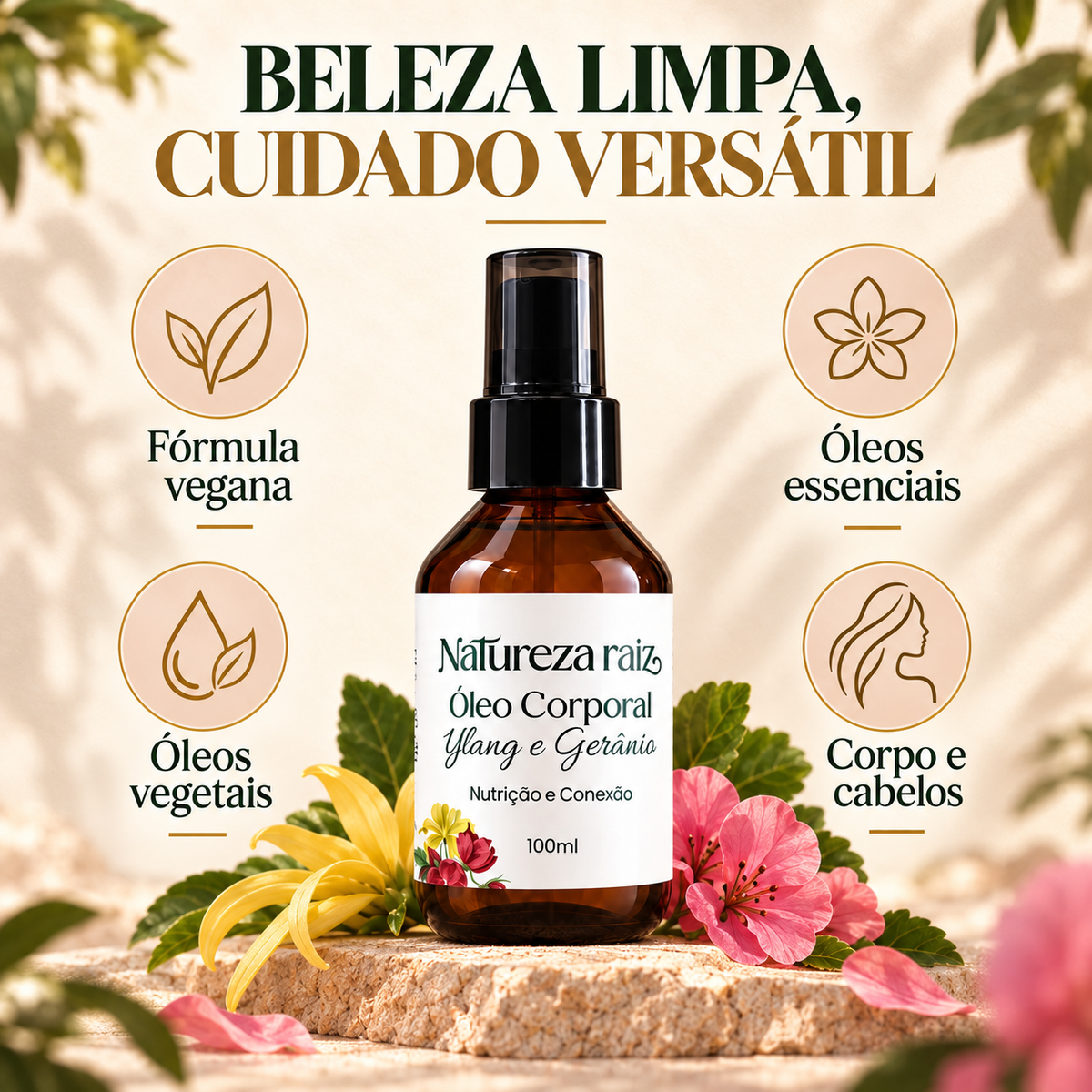 Óleo Corporal Ylang e Gerânio Conexão e Presença 100ml