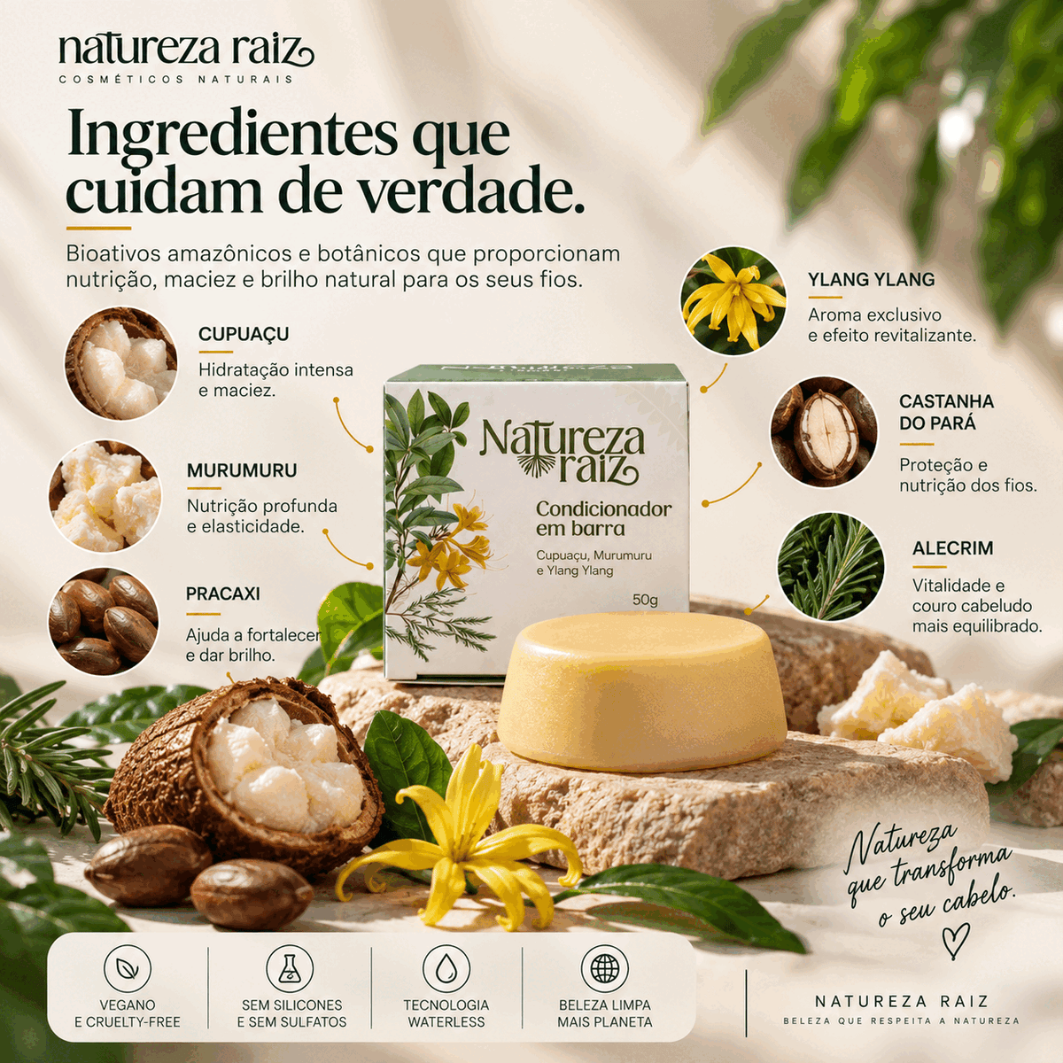 Cupuaçu, Murumuru, and Ylang Ylang Conditioner Bar 50g