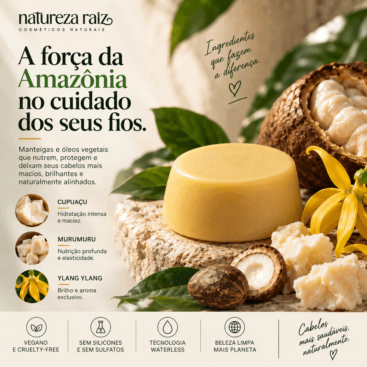 Cupuaçu, Murumuru, and Ylang Ylang Conditioner Bar 50g